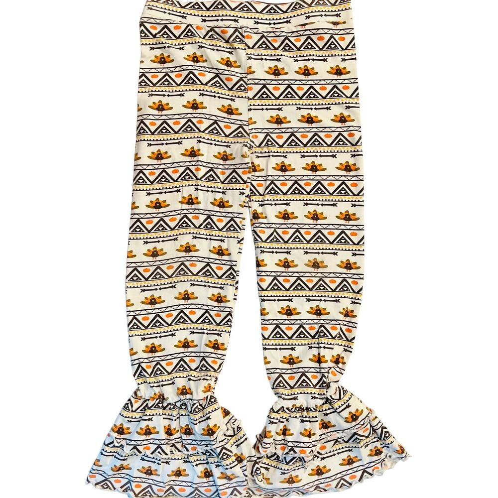 Unique Baby Girls Turkey Ruffle Pants Size 8 Thanksgiving Flamenco Flare Legging